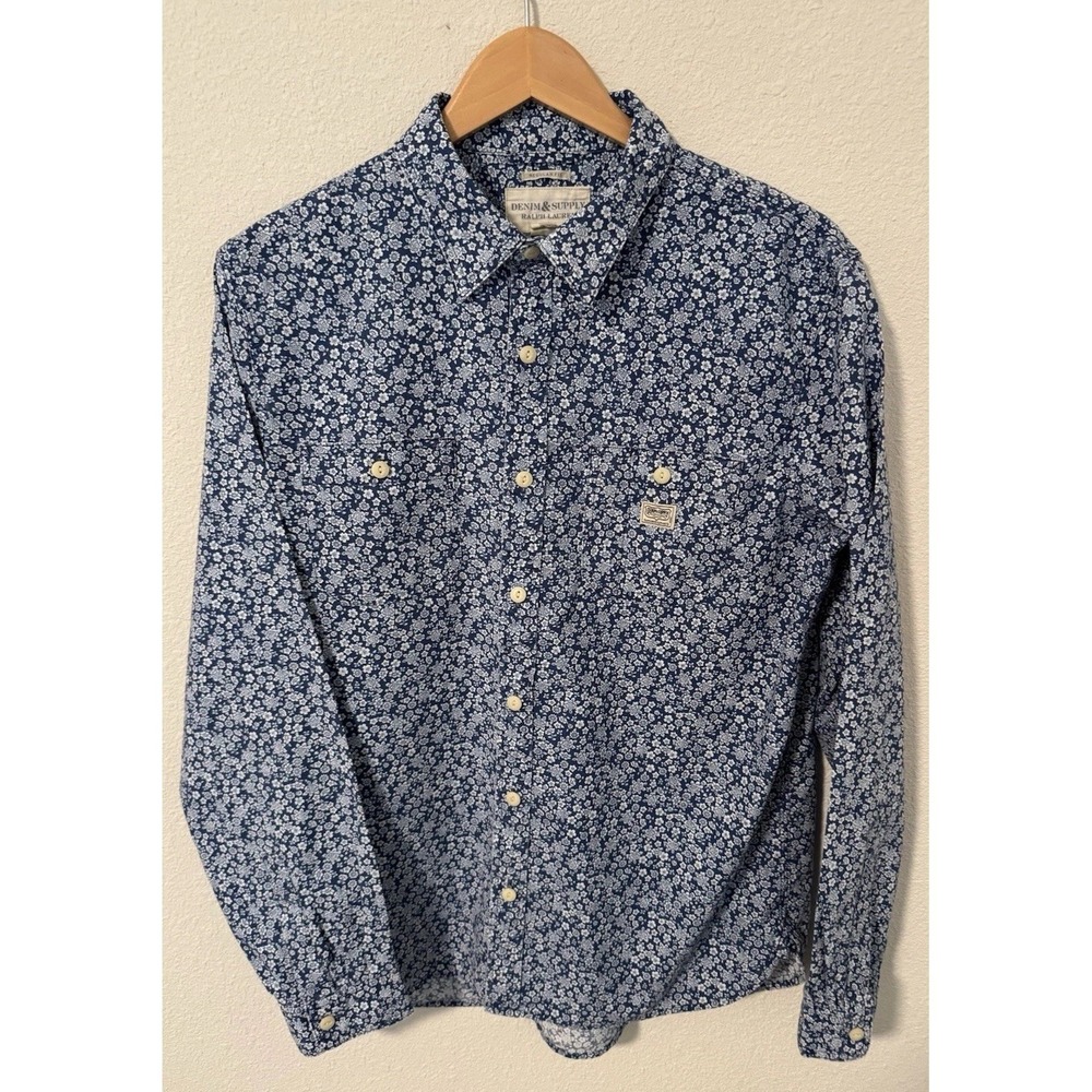 Denim and Supply Ralph Lauren Shirt Mens Large Short Sleeve Floral Button Up